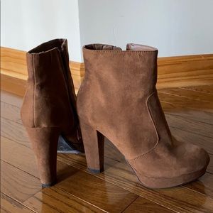brown suede booties